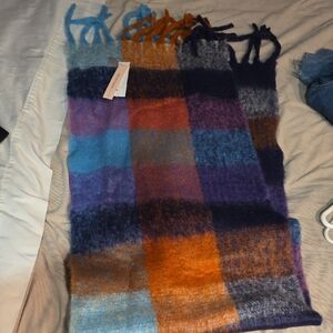 Aqua Multicolor Plaid Scarf